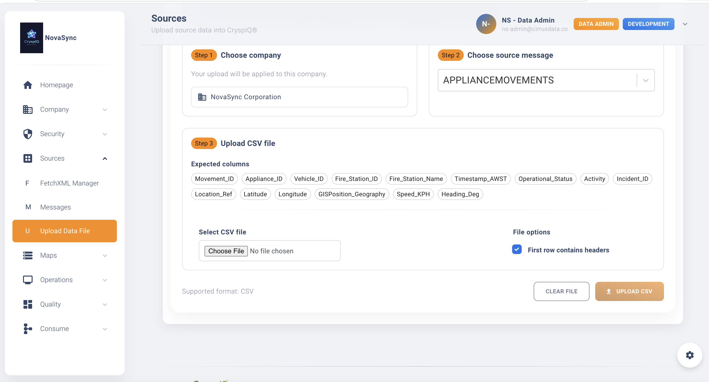Upload CSV File